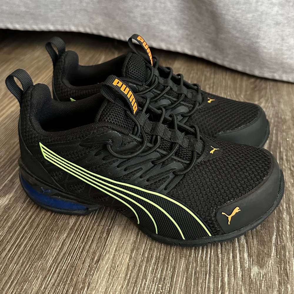 Puma Kids Black and Yellow Athletic Shoes
